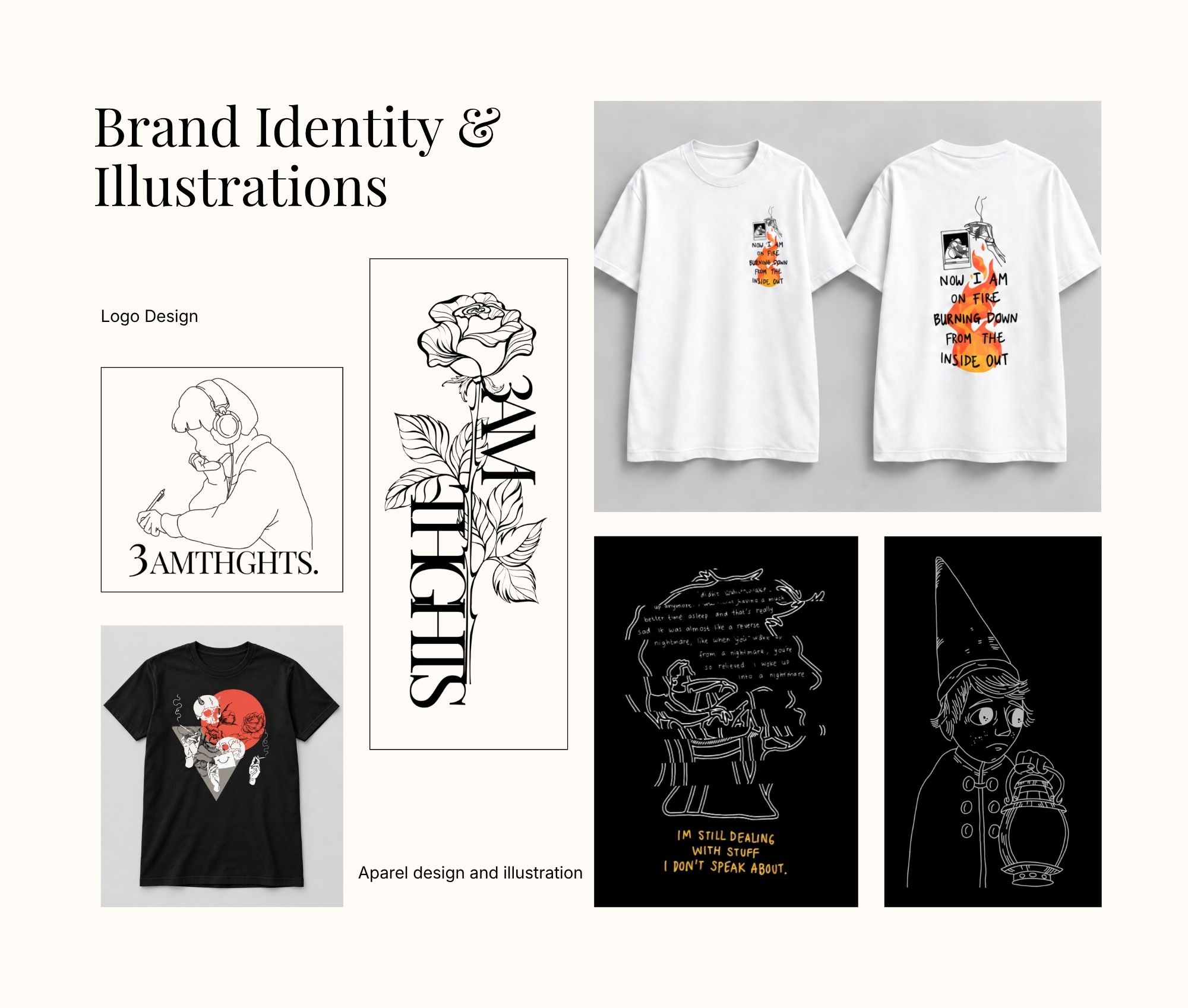 Brand identity and apparel illustration collage